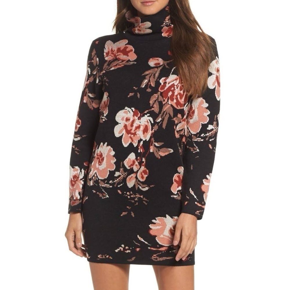 Ali & Jay Floral Print Long Sleeve Thick Knit Sweater Dress Size M